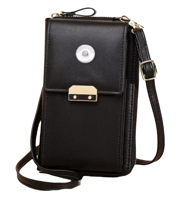 Smart Phone Shoulder Purse  - Black Canvas