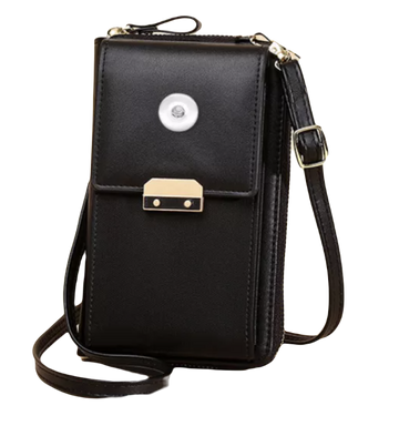 Smart Phone Shoulder Purse  - Black Canvas