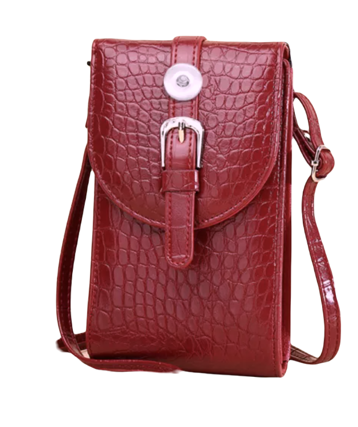 Smart Phone Shoulder Purse - Red Crocodile Buckle