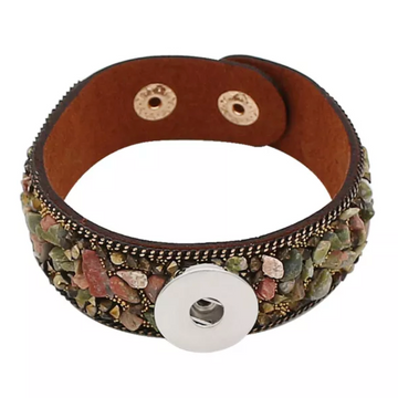 Brown Natural Stone Leather Bracelet