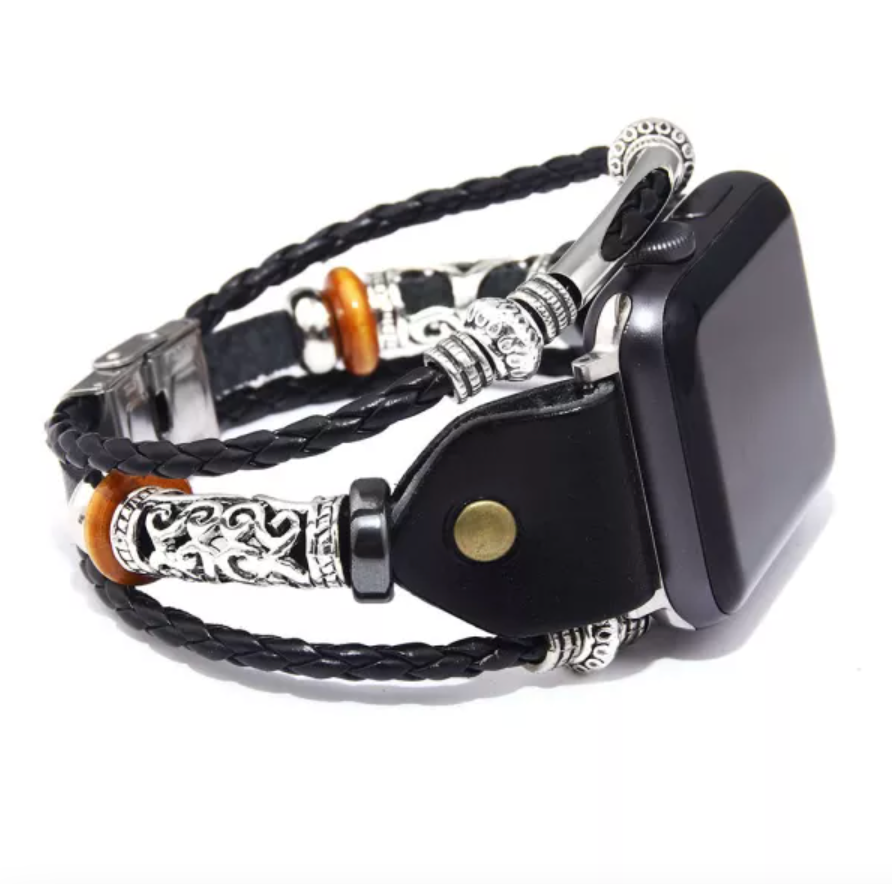 Apple Leather Watchband - Black