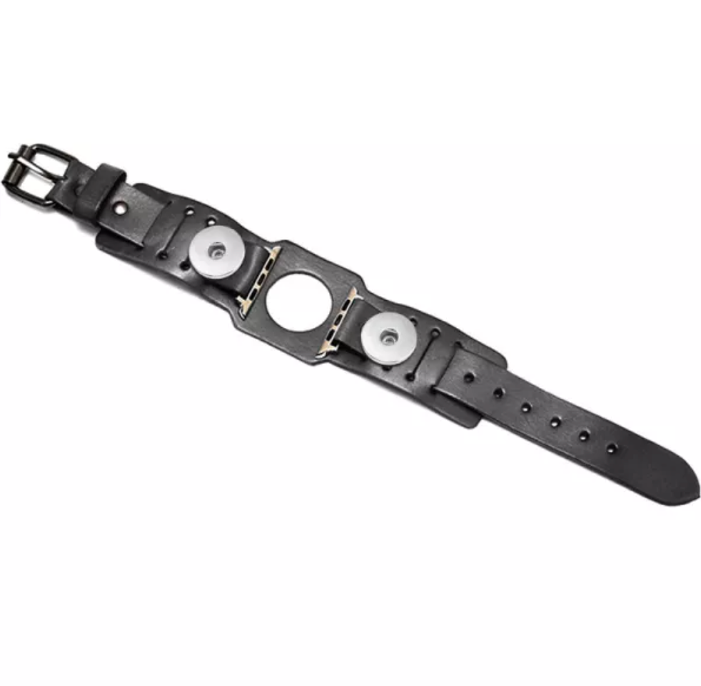 Apple iwatch7 series Leather Watchband - Black 42