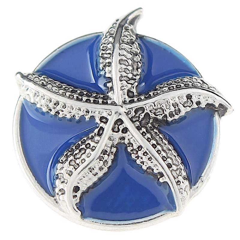 Silver Starfish Blue Enamel
