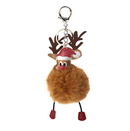 KeyChain Plush Pom Pom Reindeer - Coffee