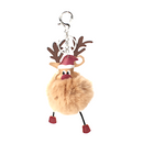 KeyChain Plush Pom Pom Reindeer - Tan