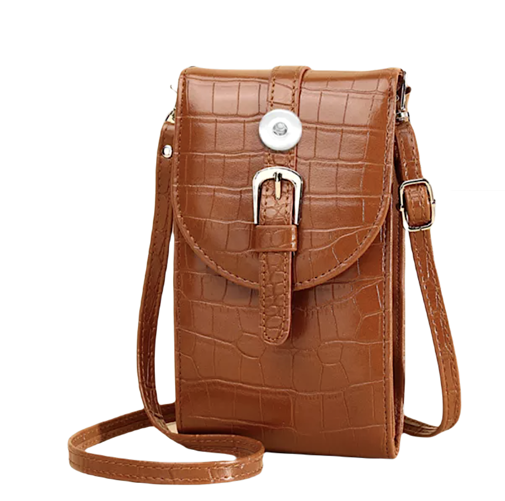 Smart Phone Shoulder Purse - Walnut Crocodile Buckle