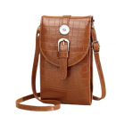 Smart Phone Shoulder Purse - Walnut Crocodile Buckle